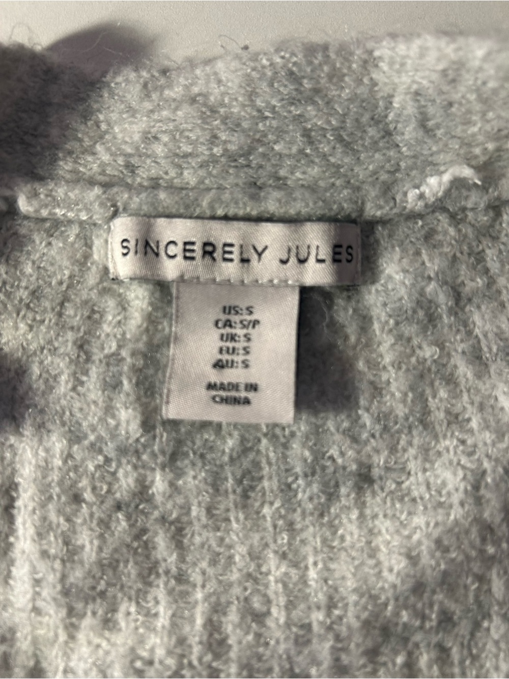 Sincerely Jules Light Gray V-Neck Button Cardigan Sweater - Picture 5 of 5